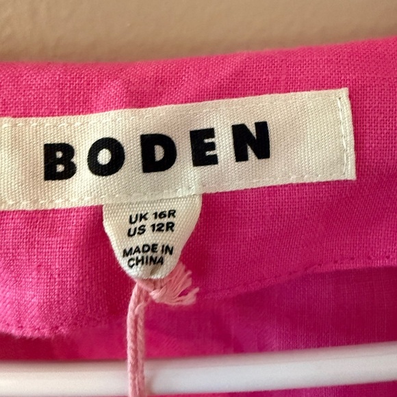 Boden eve midi linen dress pop pansy pink size 12 new with tags. D0849 - Picture 6 of 6
